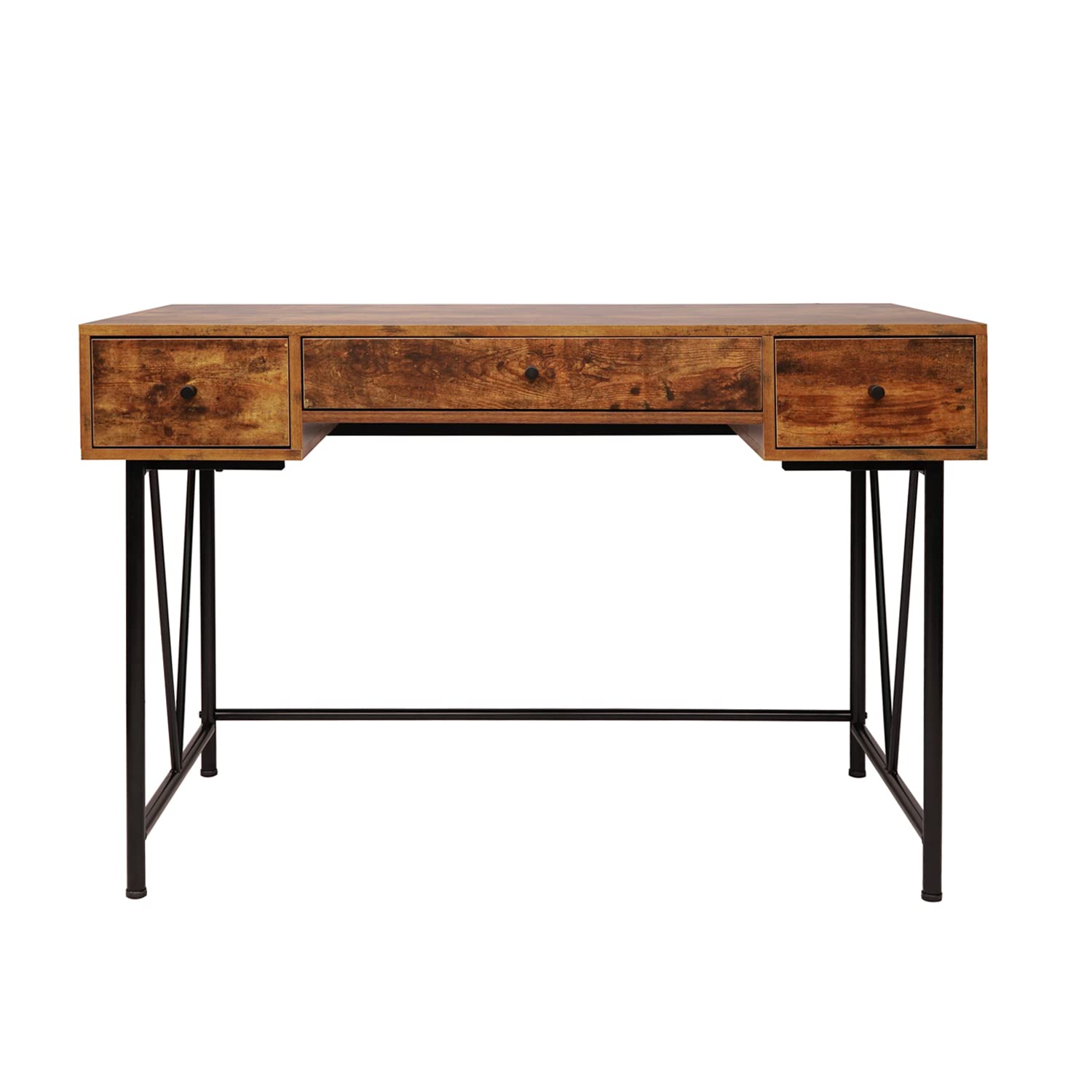 Vintage Style Particleboard Computer Desk with Triamine Iron Frame - 120cm Wide, 3-Pump Height Adjustable for Home Office & Gaming Setup