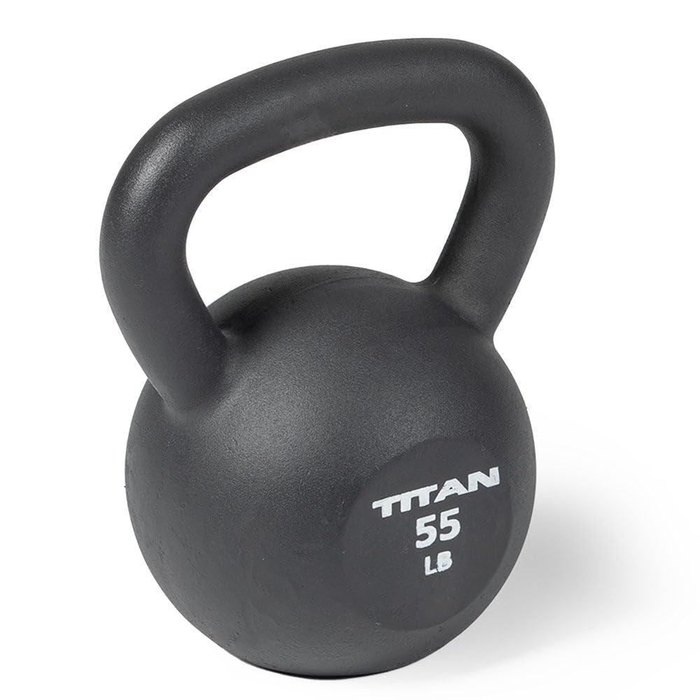 Titan Fitness 55 LB Cast Iron Kettlebell - Single Piece Casting with LB Markings for Full Body Workout - Perfect for Home Gym, CrossFit & Strength Training