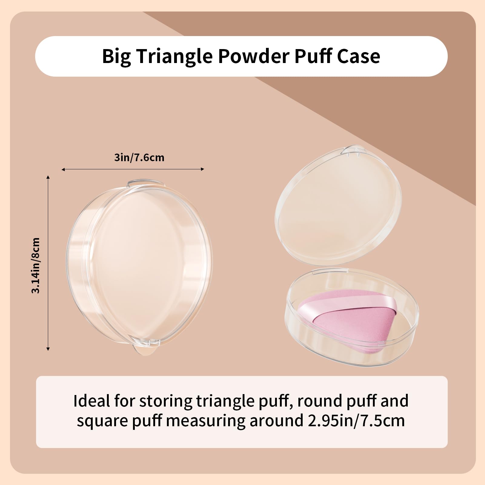 2-Piece Round & Teardrop Powder Puff Travel Case Set - Protective Makeup Puff Container for Beauty Blenders & Sponges - Perfect for Travel, Gym & On-the-Go Touch Ups (Powder Puffs Not Included)