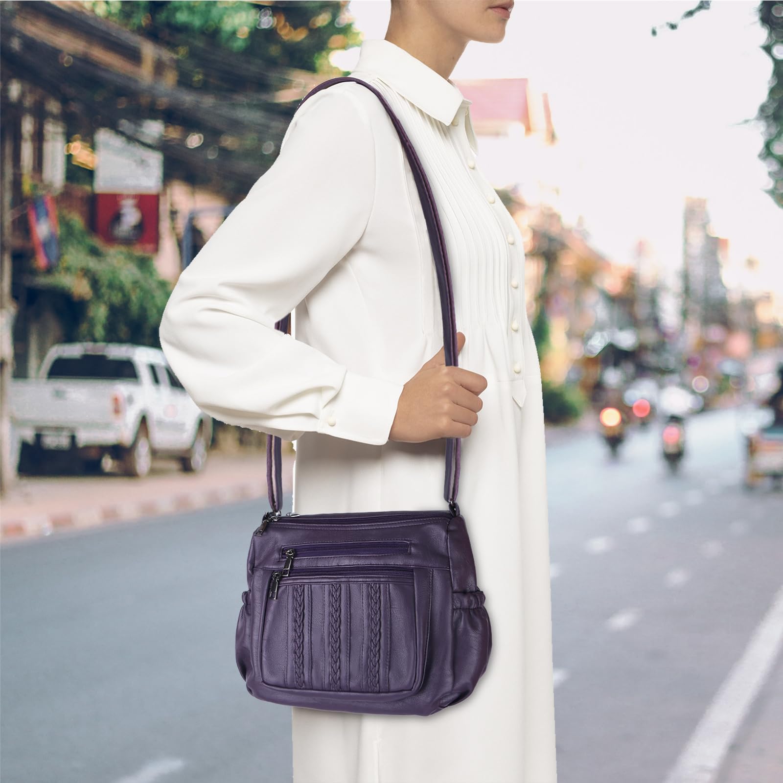 ELDA Women's Crossbody Purse - Soft PU Leather Shoulder Bag with Multiple Pockets | Perfect for Work, Travel & Everyday Use