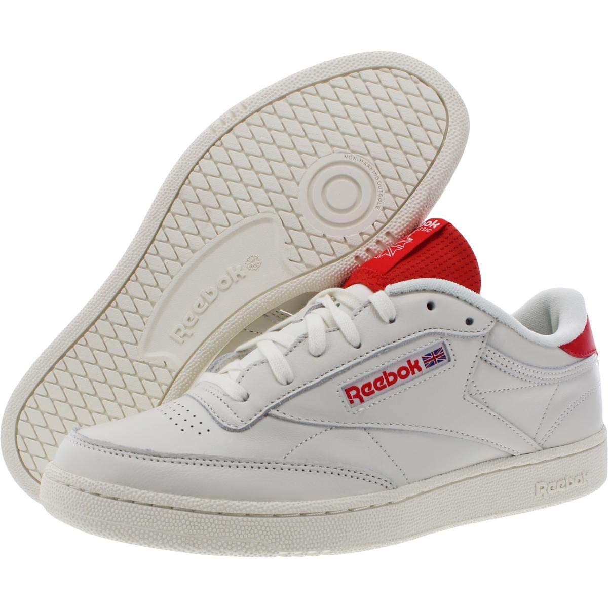 Reebok Men's Club C 85 MU Leather Performance Tennis Shoes - Classic White Sneakers for Casual Wear, Gym & Street Style