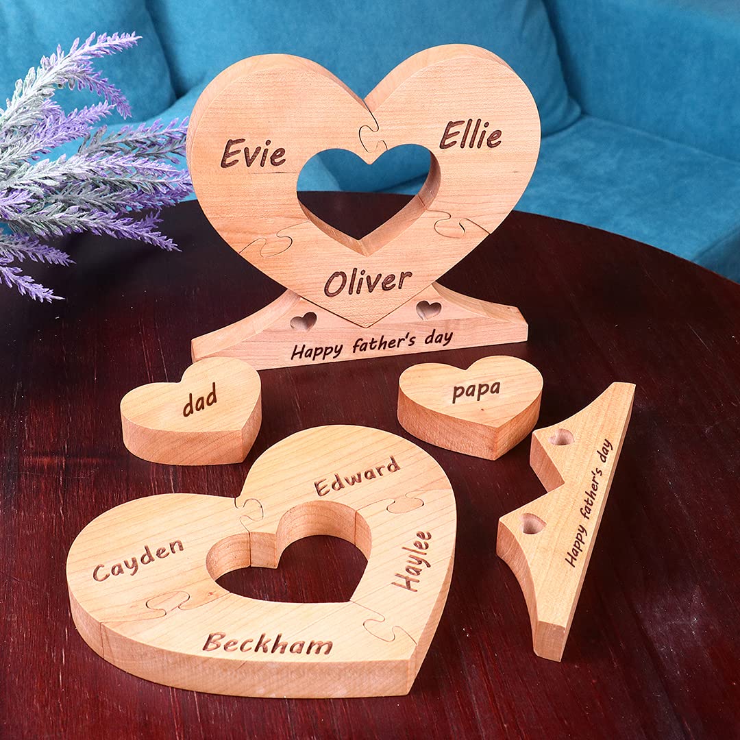 Custom Wooden Name Puzzle for Mother's Day - Personalized 1-8 Family Member Puzzle Pieces - Unique Gift for Mom & Grandma - Perfect for Family Reunions, Nursery Decor & Special Occasions
