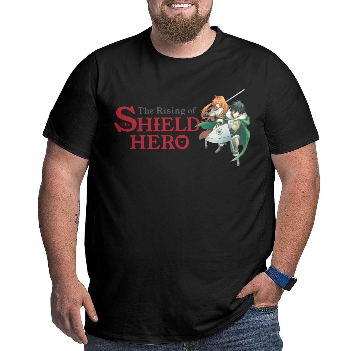 Rising of the Shield Hero Anime T-Shirt for Men - Big & Tall Plus Size Casual Graphic Tee - Perfect for Cosplay, Conventions, and Anime Fans