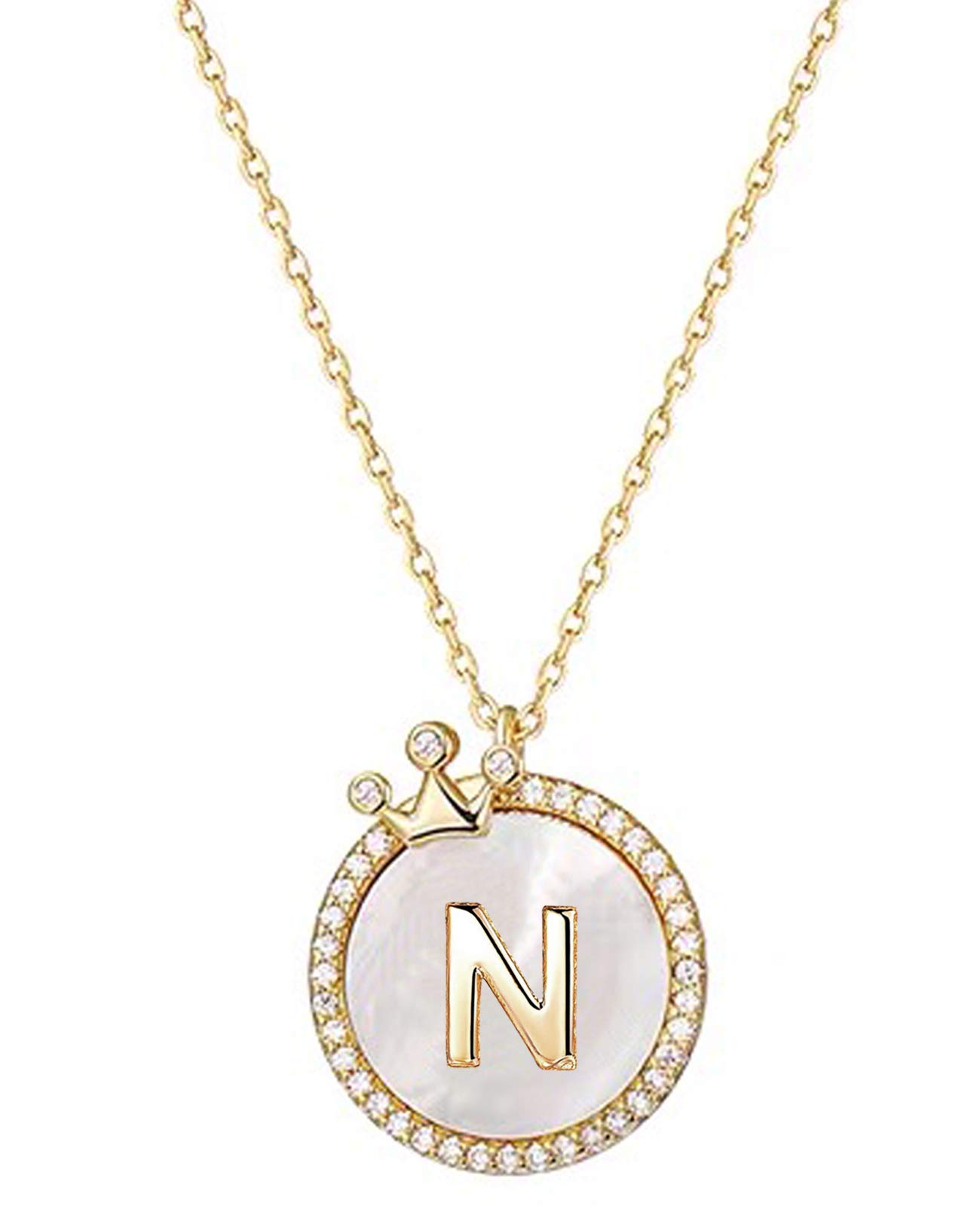 14K Gold Plated Dainty Initial Necklace for Women - Personalized Letter Chain with Crown Charm | Elegant Gift for Her, Birthday, Anniversary, Valentine's Day Jewelry