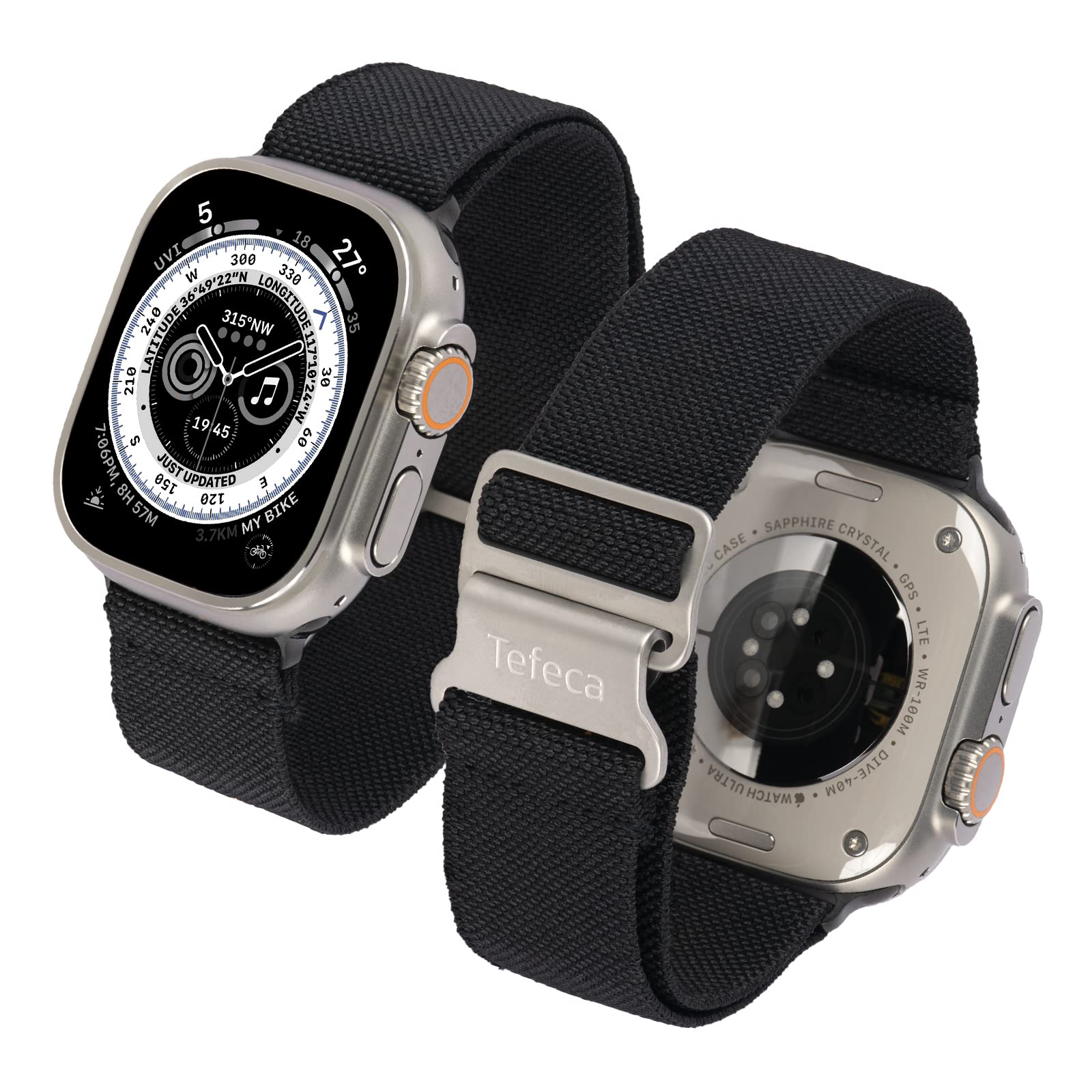 Adjustable Hook Buckle Stretchy Elastic Watch Band for Apple Watch & Apple Watch Ultra - Comfortable Sport Replacement Strap for Running, Swimming & Everyday Wear