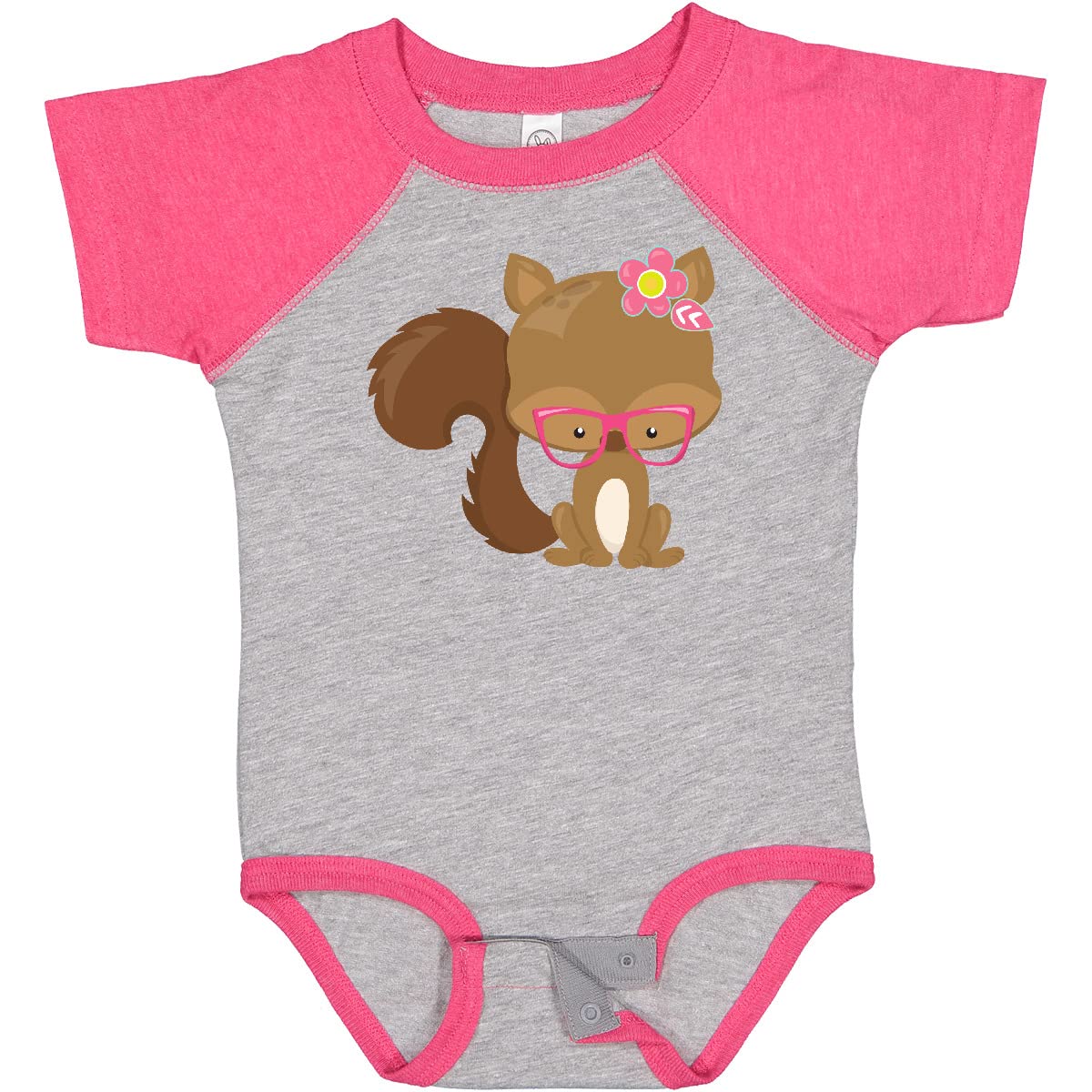 Inktastic Hipster Squirrel with Glasses & Flowers Print Baby Bodysuit - Cute Animal Outfit for Newborns, Infants & Toddlers - Perfect for Playdates, Photo Shoots & Casual Wear