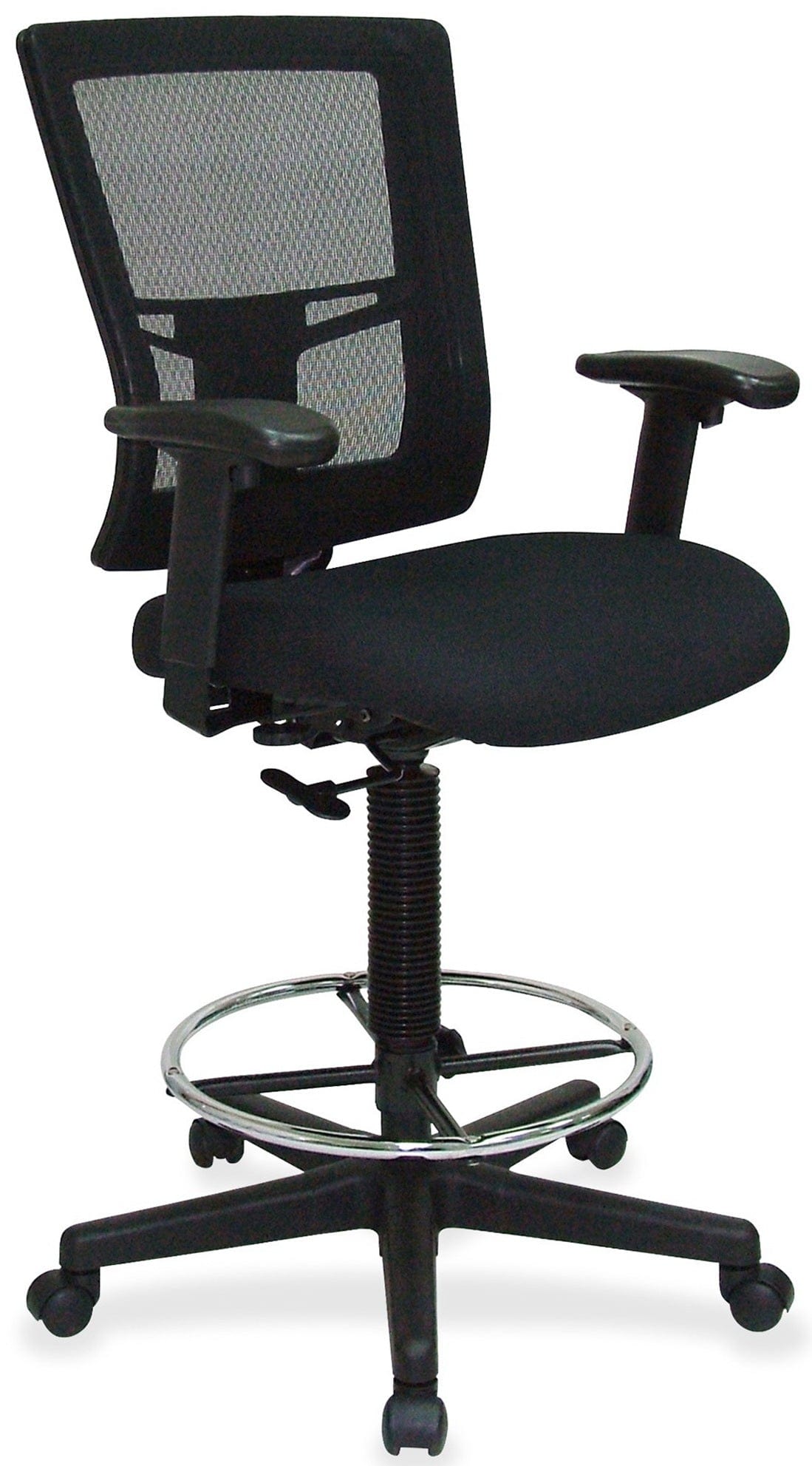 Lorell Mesh Back Drafting Chair with Chrome Footring - Adjustable Ergonomic Office Chair for Architects & Designers [LLR43100] | Perfect for Home Office, Studio & Drafting Table Workspaces