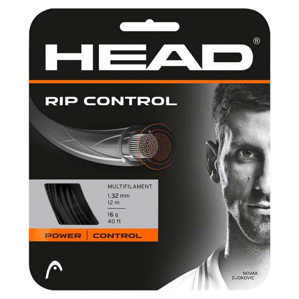 Head RIP Control 16/1.30 Tennis String (Black) - Premium Tennis Racket String for Enhanced Spin & Control - Perfect for Competitive Play & Training Sessions