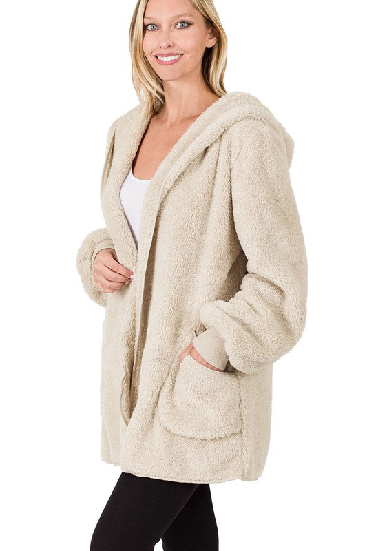 Ultra Soft Faux Fur Hooded Sweater with Pockets - Cozy Winter Pullover for Women, Warm Fleece-Lined Hoodie for Outdoor Activities and Lounge Wear