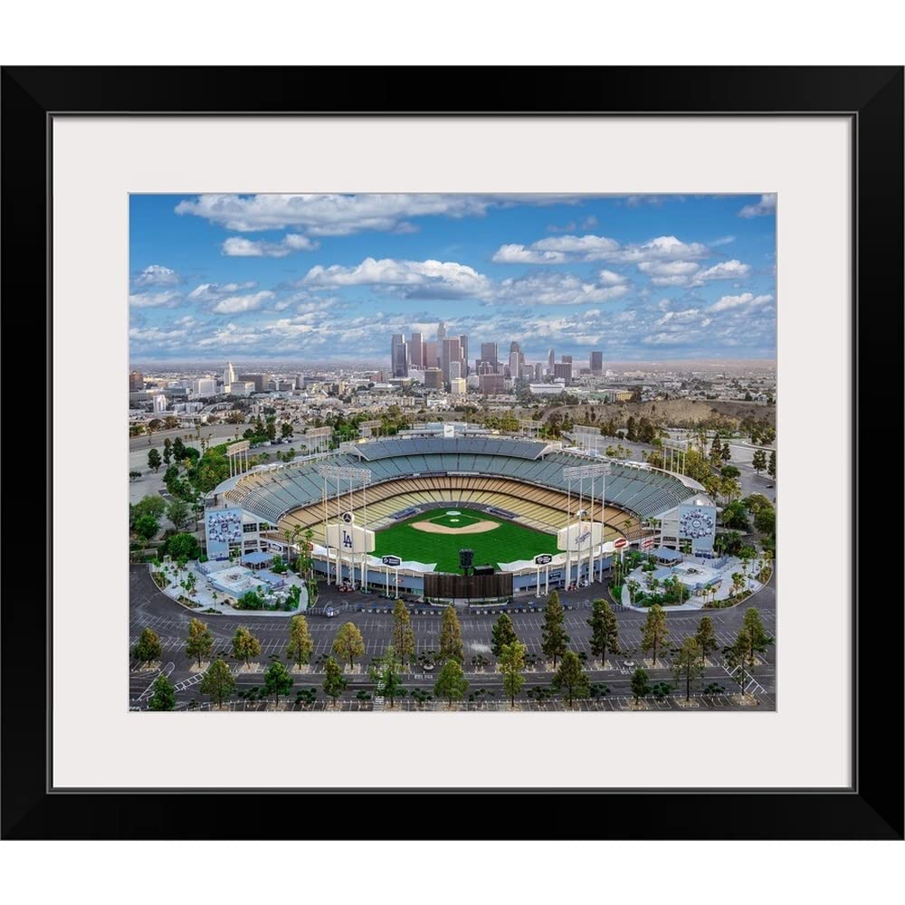 GREATBIGCANVAS Los Angeles Dodgers Stadium Framed Wall Art Print - Premium Black Frame Baseball Decor for Home, Office & Game Room - Perfect Gift for MLB Fans & Sports Enthusiasts