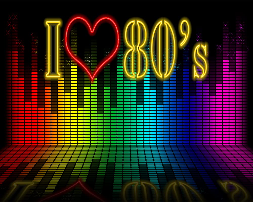 7X5FT I Love 80's Party Backdrop - Vintage Disco Photography Background for 80s Themed Birthday, Wedding Anniversary & Cake Smash Photo Shoots | Durable Vinyl Carnival Decor for Music Dance Parties & Studio Props (BK69)