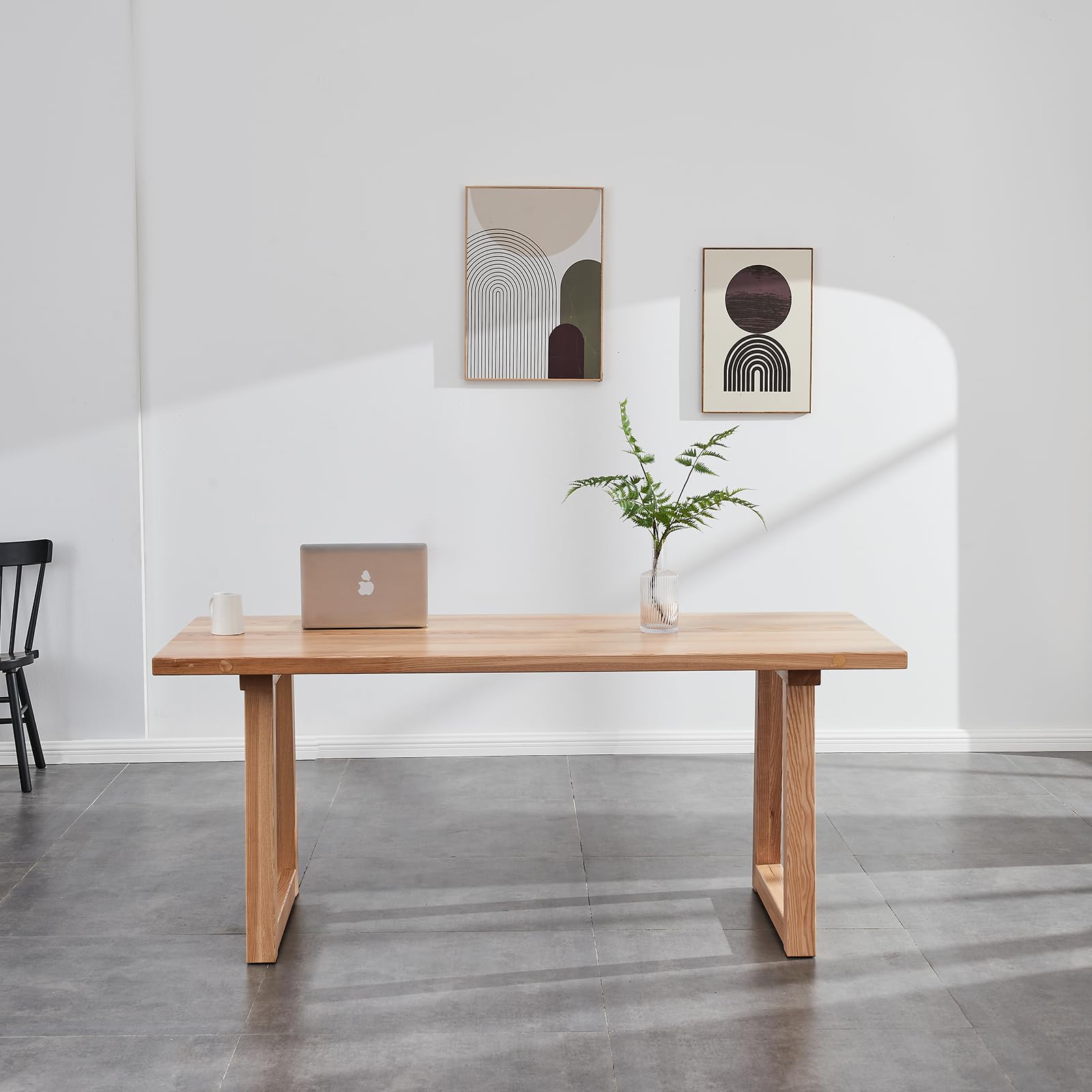 6-8 Person 6FT Rectangular Ash Wood Dining Table - Modern Kitchen & Conference Desk for Home & Office - Perfect for Family Meals, Dinner Parties & Professional Meetings