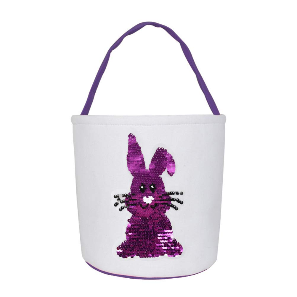 PRETYZOOM Easter Bunny Basket Bag - Kids Easter Egg Hunting Tote for Candy & Gifts (Purple) - Perfect for Easter Celebrations, Egg Hunts & Spring Parties