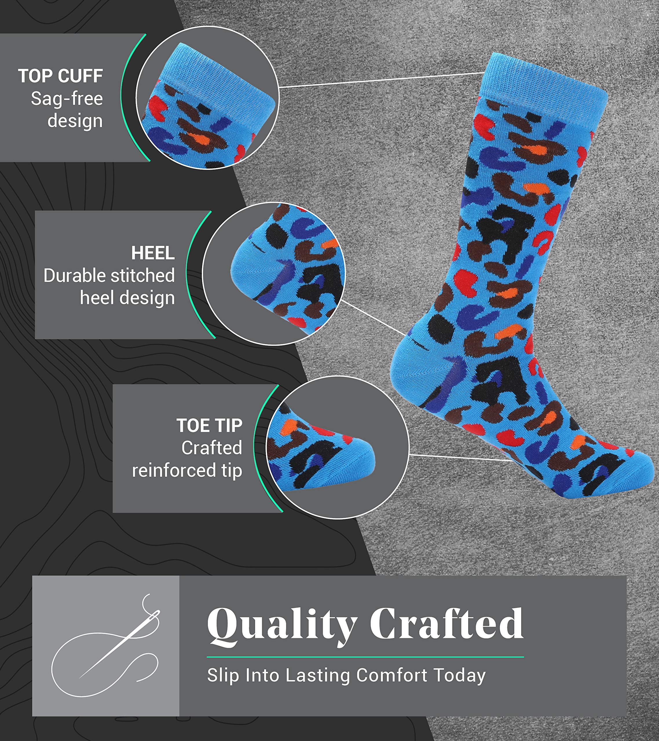 Marino Men's Dress Socks - 6 Pack Colorful Cotton Casual Socks for Business & Everyday Wear - Funky Patterned Socks for Office, Parties & Gifts