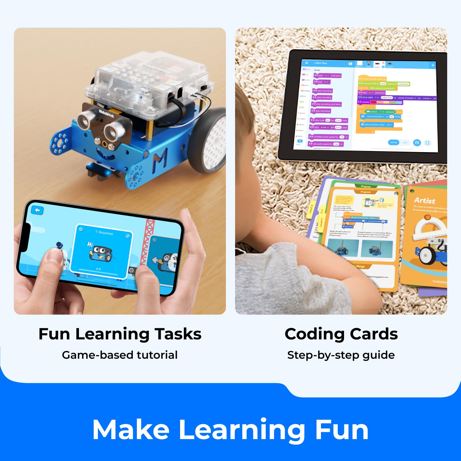 Makeblock mBot Robot Kit - STEM Coding Robot for Kids Ages 8-12 | Learn Programming with Scratch & Arduino | Educational Science Toy for Boys & Girls | Perfect for School Projects & Home Learning Activities