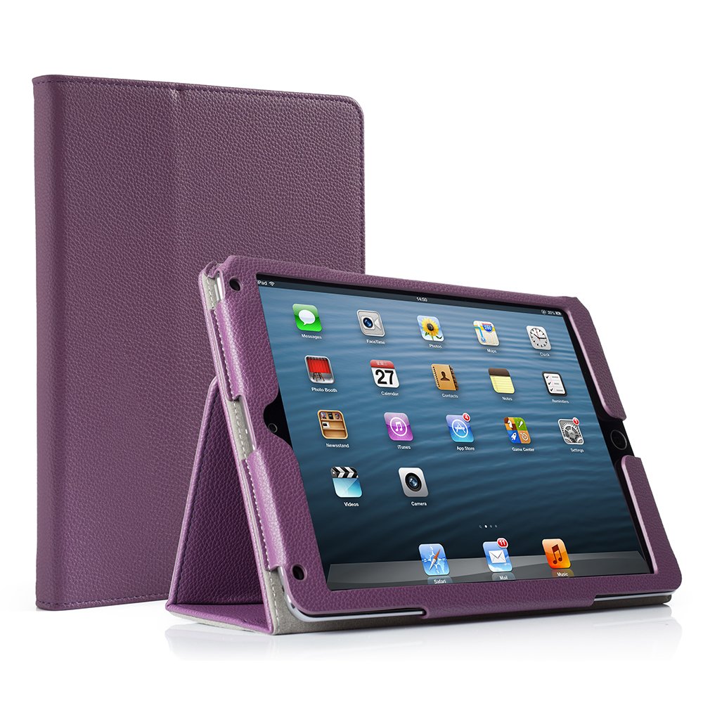Premium PU Leather iPad Case for iPad 9.7 Inch (2018/2017/Air 2/Air 1) - Shockproof Corner Protection & Scratch-Resistant Smart Cover with Auto Sleep/Wake - Purple Folio Stand Case for Work, School & Travel
