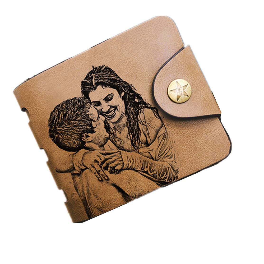 Personalized Leather Photo Wallet for Men - Custom Engraved Gift for Husband, Boyfriend & Dad - Perfect for Anniversaries, Birthdays & Father's Day