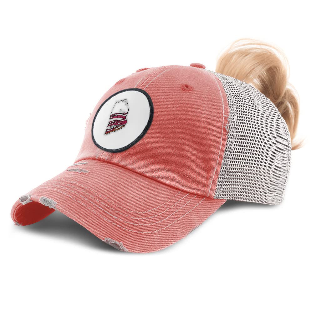 Bacon Print High Ponytail Cap for Women - Fun Food Fashion Accessory
