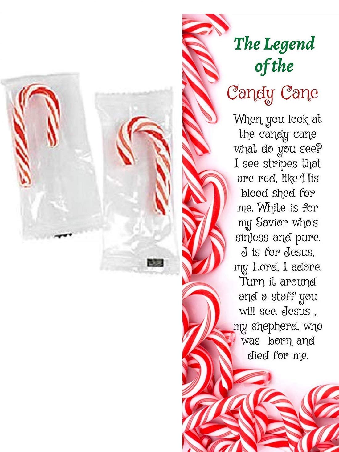 Legend of The Candy Cane Christmas Bookmarks with Mini Candy Canes - 100 Sets - Perfect for Holiday Gifts, Stocking Stuffers & Classroom Rewards