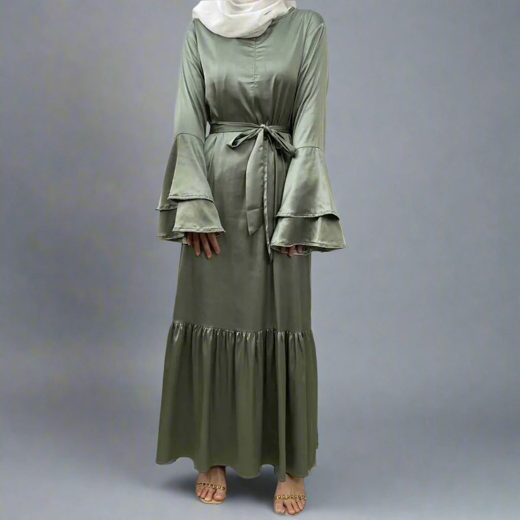 Elegant Modest Satin Abaya Dress for Women - Islamic Prayer Dress, Eid Outfit & Special Occasion Wear