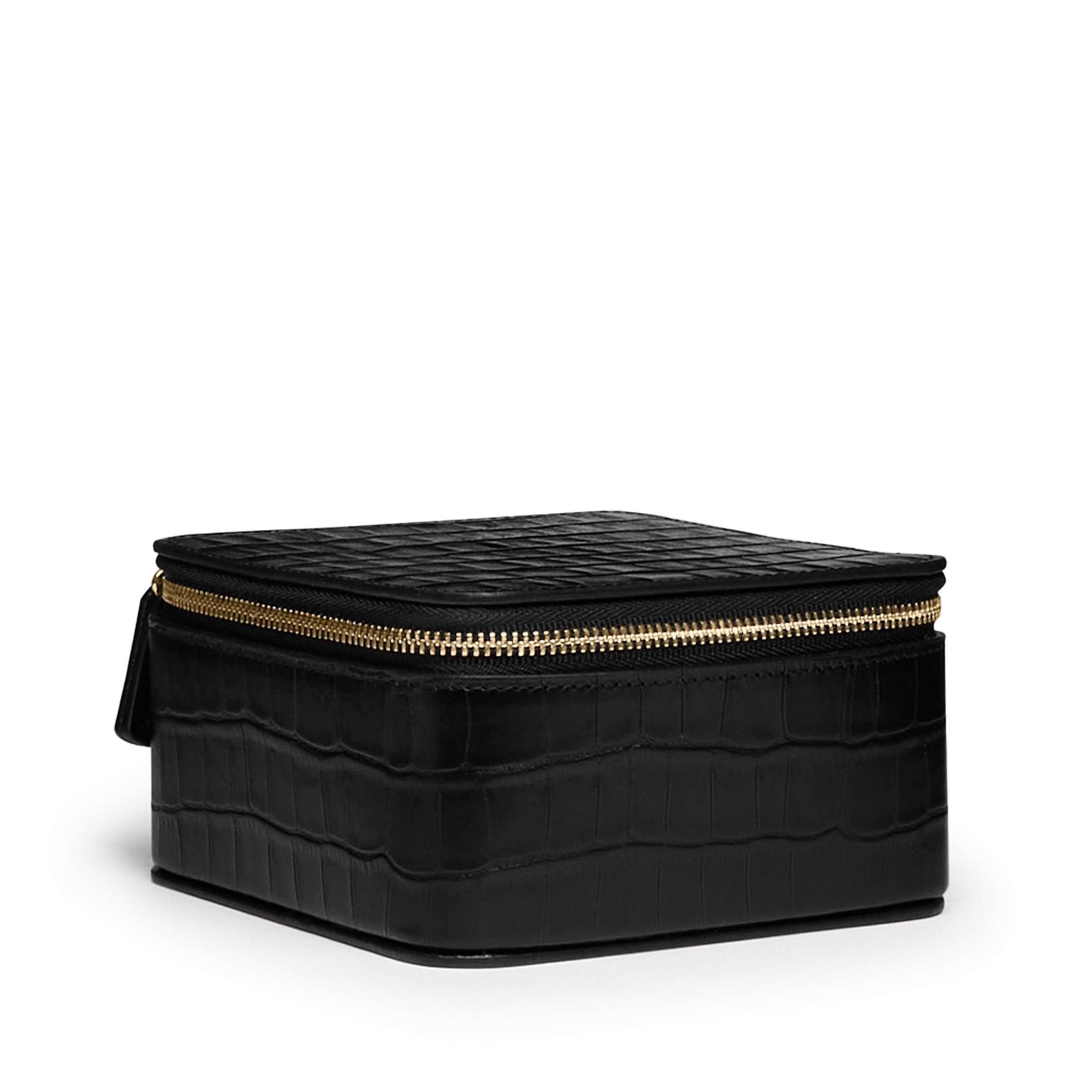 Black Crocodile Pattern Medium Jewelry Organizer - Perfect for Travel, Home & Office Storage | Necklace, Earring & Ring Holder