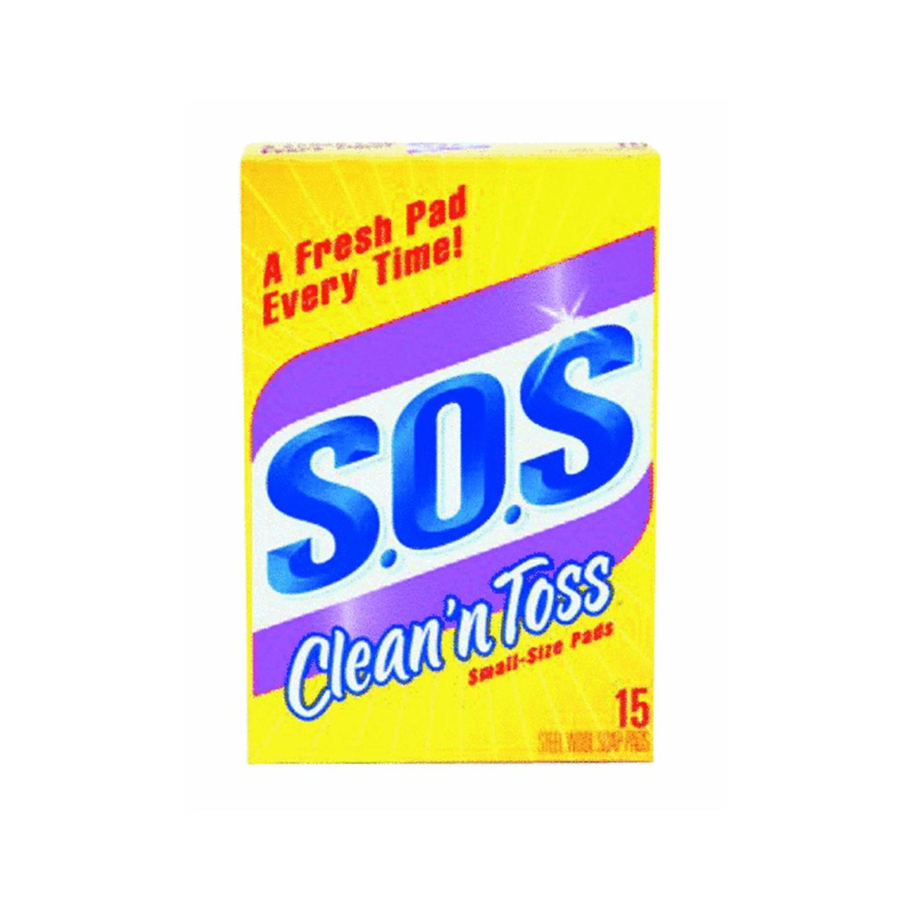 Clean 'n Toss S.O.S Scouring Pads - 15 Count Heavy Duty Stainless Steel Scrubbers for Pots, Pans & Kitchen Cleaning - Perfect for Tough Grease & Burnt Food Removal