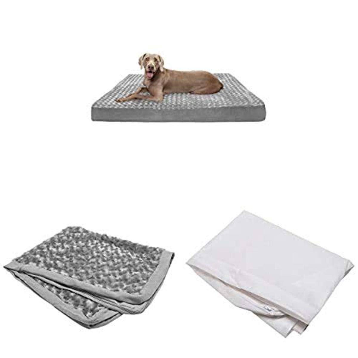 Furhaven Jumbo Plus Cooling Gel Memory Foam Dog Bed with Removable Cover & Waterproof Liner - Ultra Plush Gray Faux Fur Mattress for Large Dogs & Cats - Perfect for Hot Sleepers, Arthritis Relief & Crate Training