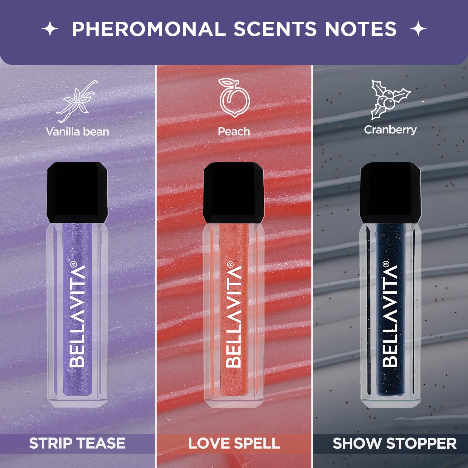 BELLAVITA Mini Lip Gloss Set of 3 | 2ml Each | pH Color Changing Lip Gloss | Hydrating Non-Sticky Formula | Glossy Finish | Perfect Gift for Women | Ideal for Daily Wear, Parties & Special Occasions