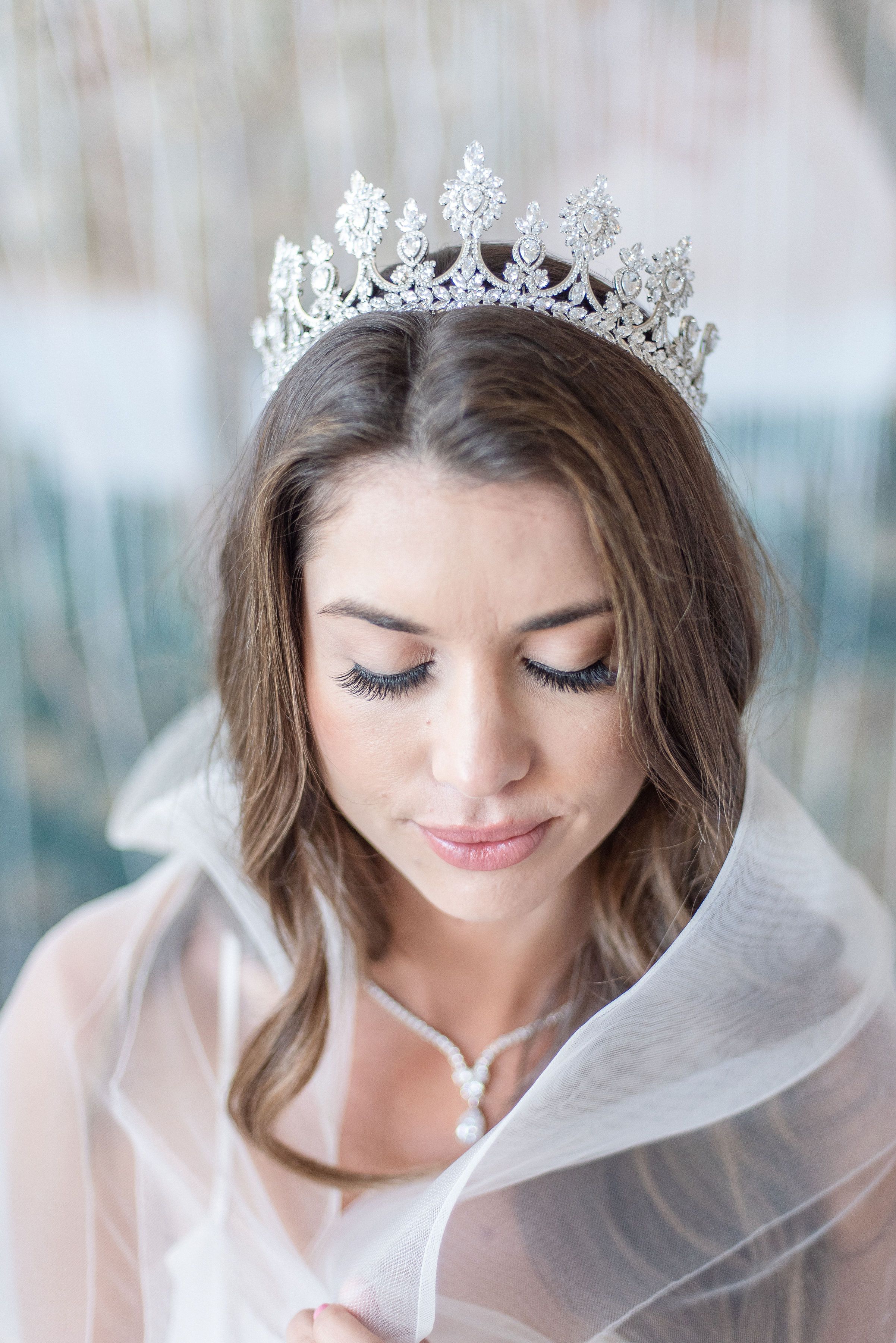 Eleni Simulated Diamond Bridal Tiara - Sparkling Wedding Headpiece for Brides, Princess-Themed Parties & Special Occasions