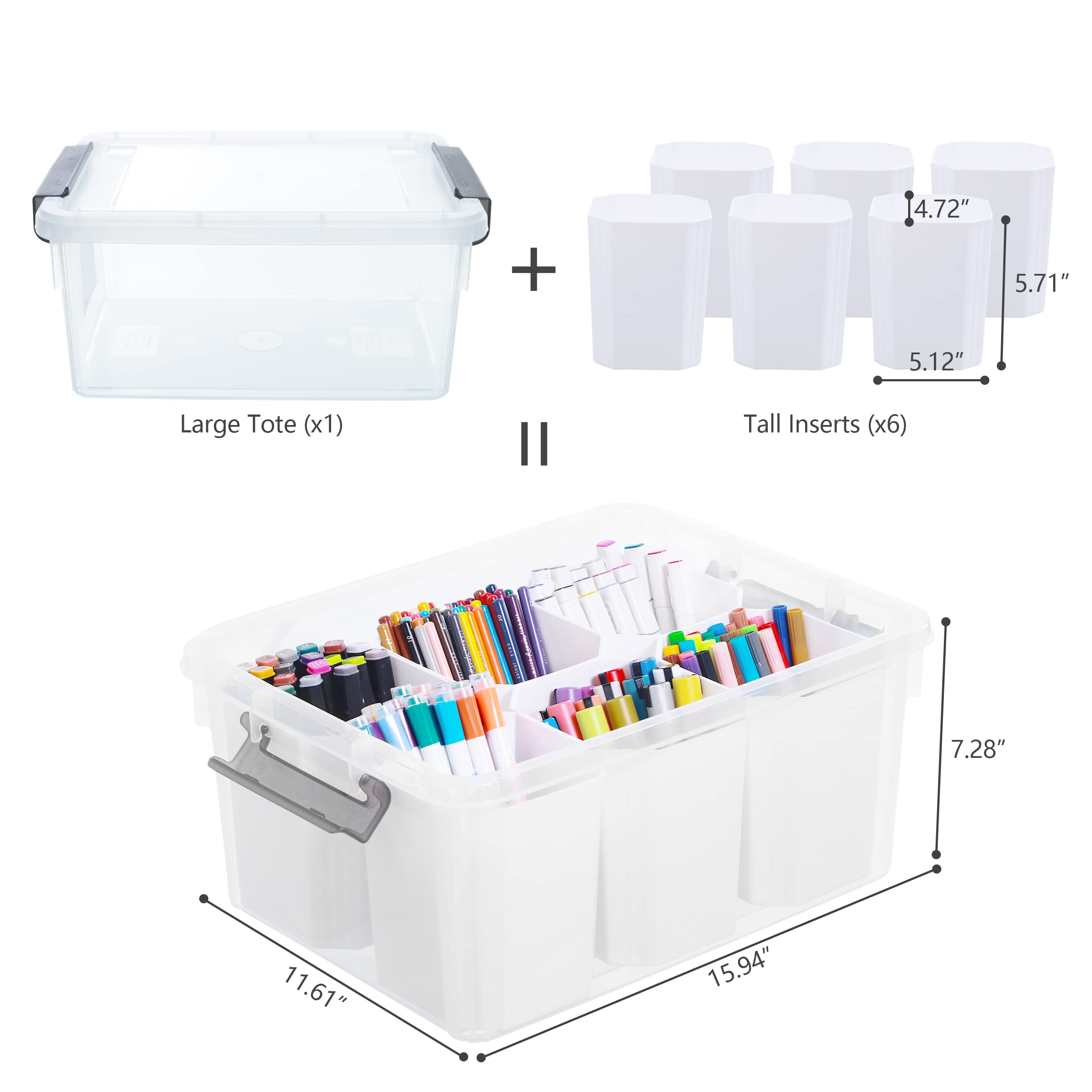 Citylife 17 QT Clear Plastic Storage Bins with Lids - Stackable Organizing Containers for Tools, Crafts, Crayons | Perfect for Home, Office & Classroom Organization