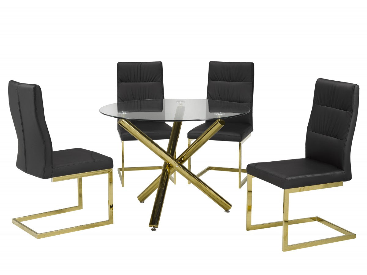 5 Piece Dining Set - Modern Black & Gold Kitchen Table and Chairs for Small Spaces | Perfect for Apartments, Breakfast Nooks & Cozy Dining Areas