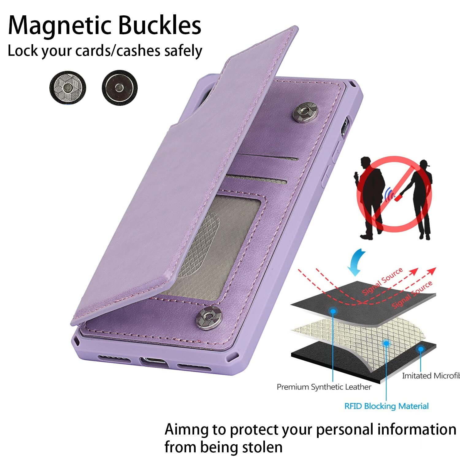 Premium PU Leather iPhone Xs Max Wallet Case with Card Holder & Kickstand - Shockproof Credit Card Slots Cover for Women & Men (Purple) - Perfect for Travel, Work & Everyday Protection