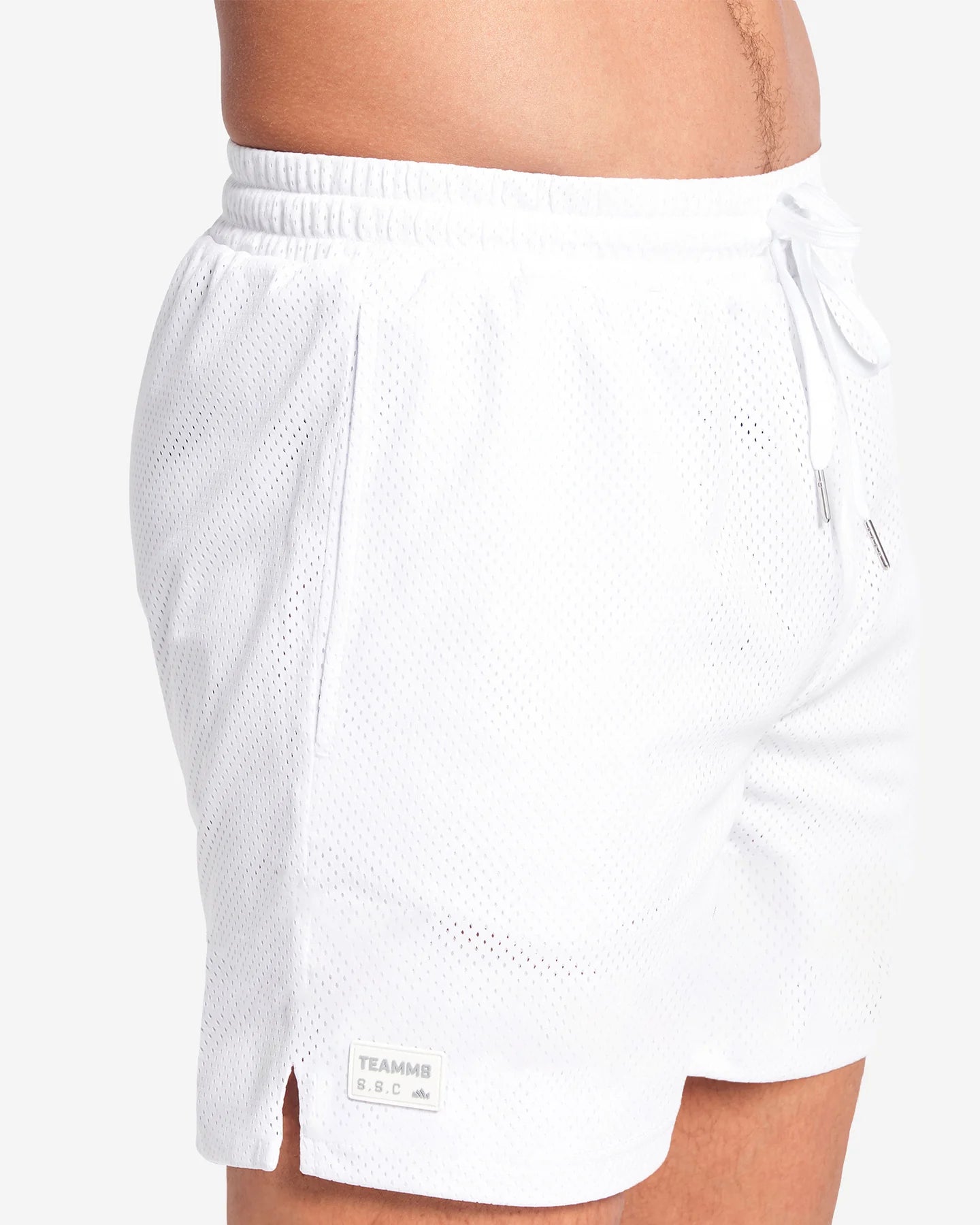 **Teamm8 S.S.C 6 Mesh Shorts - White - Breathable & Lightweight Athletic Shorts for Running, Gym & Casual Wear**