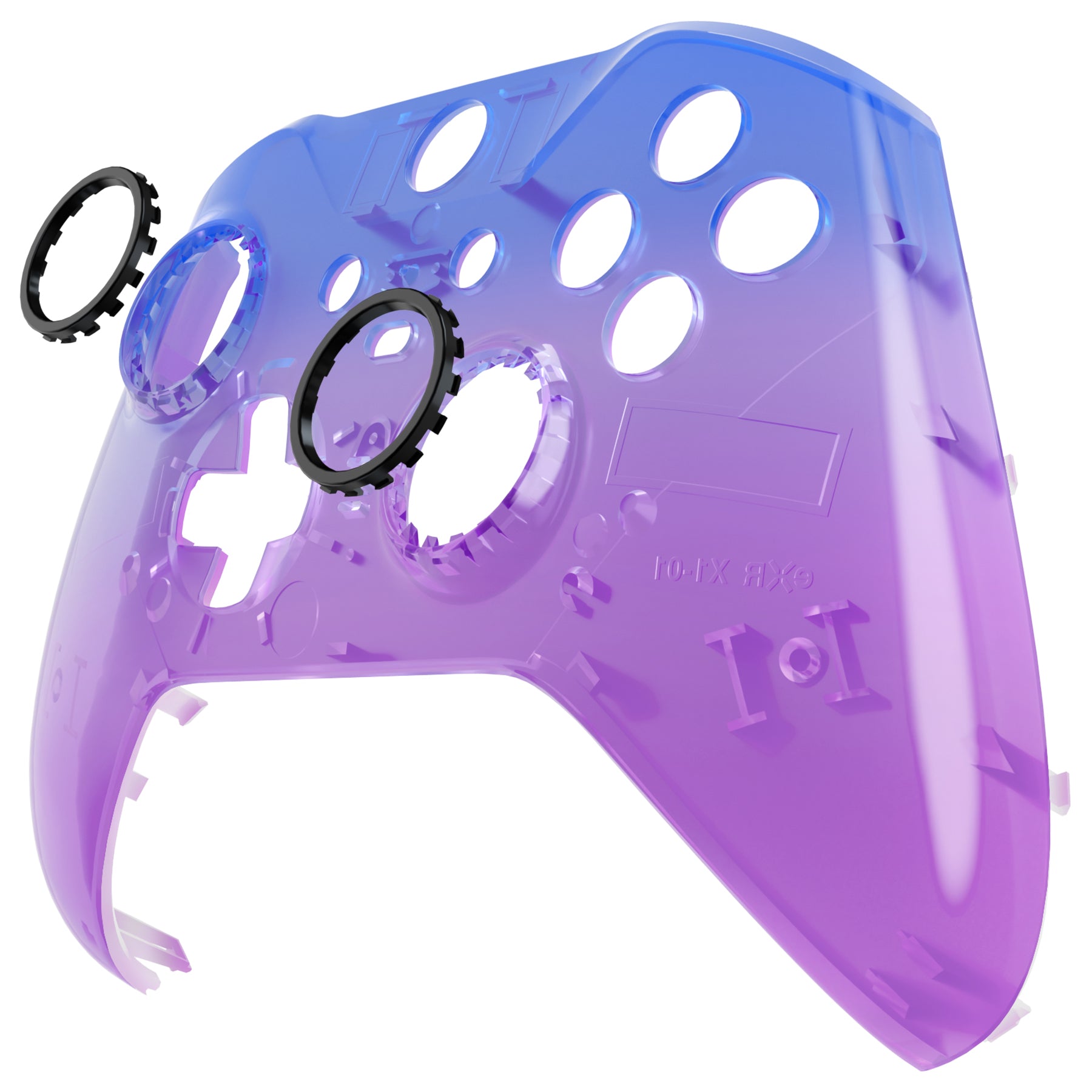 eXtremeRate Gradient Translucent Bluebell Glossy Front Housing Shell Case with Accent Rings for Xbox One Elite Series 2 & Elite 2 Core Controller (Model 1797) - Premium Replacement Cover for Enhanced Gaming Experience
