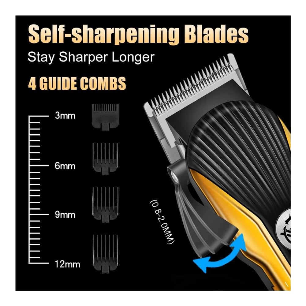 Professional Barber Hair Clipper Set - USB Rechargeable, Adjustable Knob for Precision Haircuts, Includes 2 Razors (Blue) - Perfect for Home Grooming & Salon Use