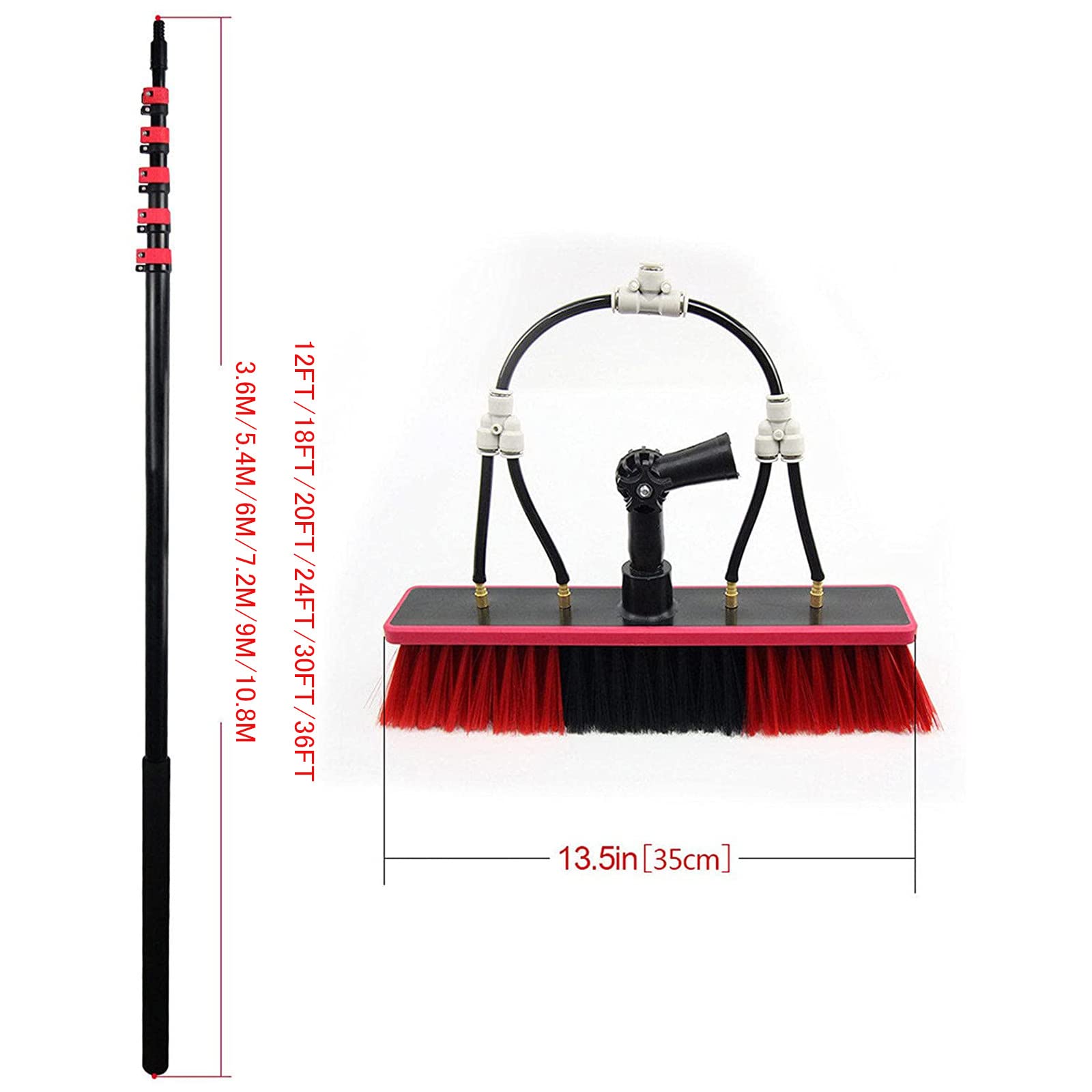 **Water Fed Cleaning System - Telescopic Window Cleaner with Brush & 18FT Pole for Glass Cleaning - Perfect for High Windows, Balconies, and Hard-to-Reach Areas**