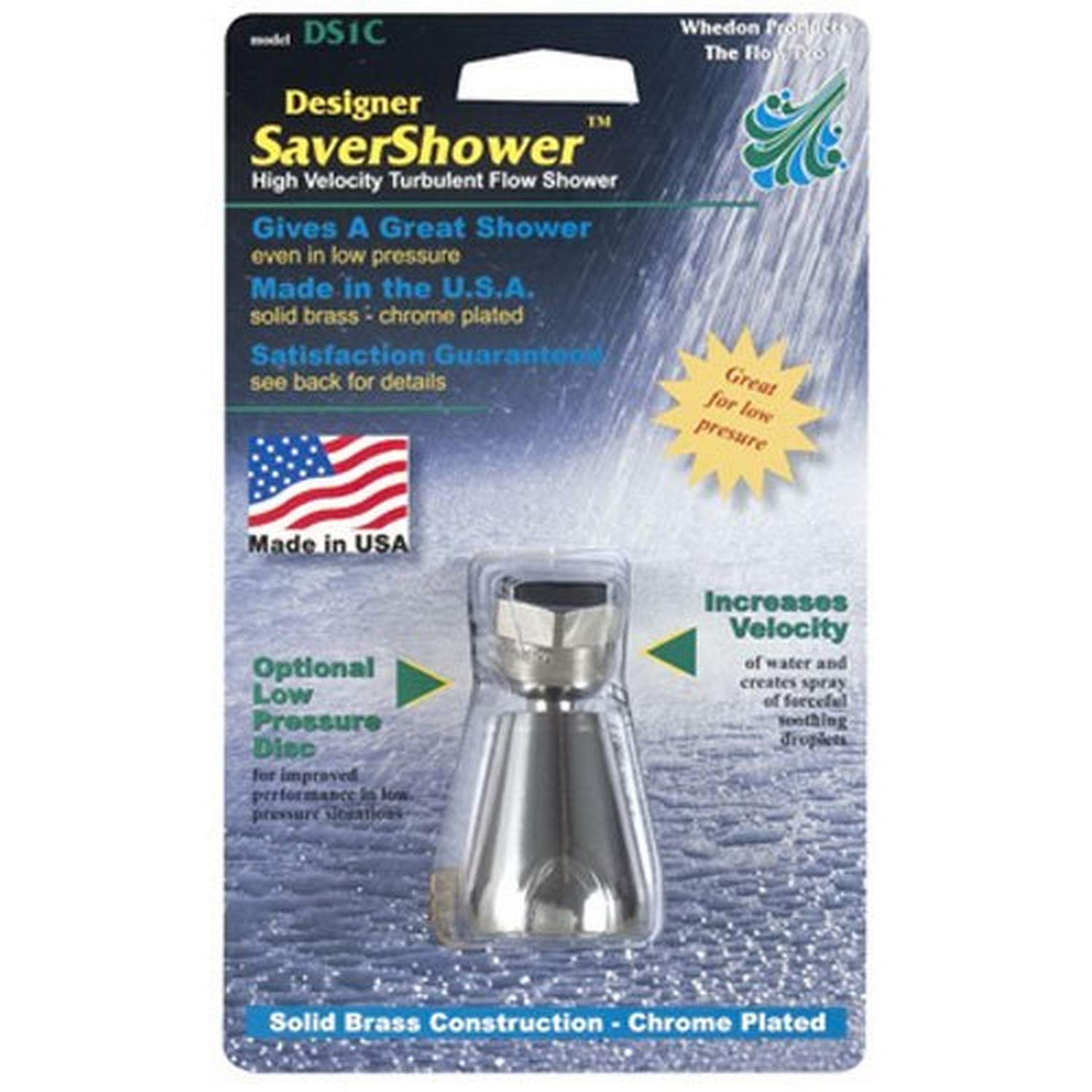 Whedon Designer Saver High Velocity Chrome Shower Head - Powerful Water Pressure for Spa-Like Experience in Bathroom