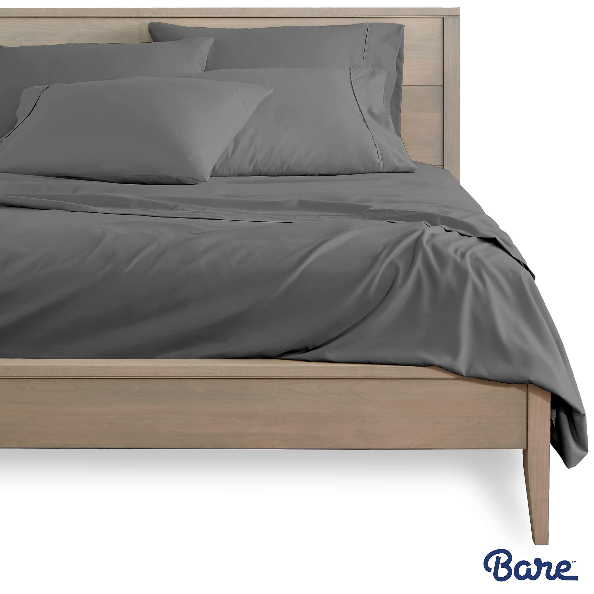 Bare Home 6-Piece Microfiber Sheet Set with 4 Pillowcases - Full XL Size, Soft Grey Bedding Bundle for Comfortable Sleep - Perfect for Guest Rooms, Dorms & Master Bedrooms