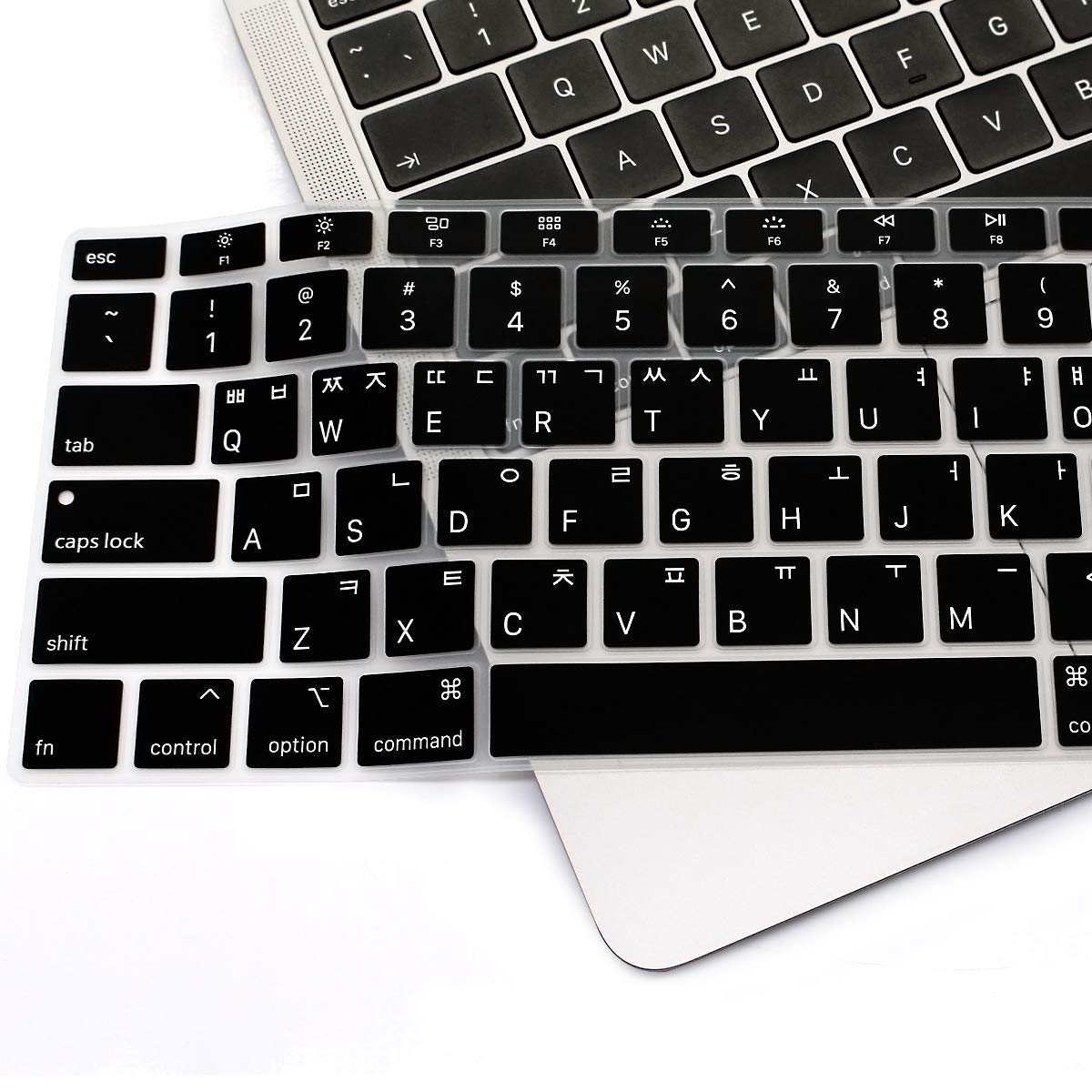 Korean Language Silicone Keyboard Cover for MacBook Air 13.3 inch (2018 Model A1932) - US Layout Black Keyboard Protector with Retina Display & Touch ID Compatibility - Perfect for Typing, Office Work & Travel Protection