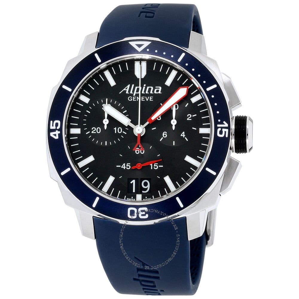 ALPINA SEASTRONG DIVER 300 Big Date Chronograph Men's Luxury Watch - Waterproof 300M, Stainless Steel Case, for Diving, Swimming & Outdoor Adventures