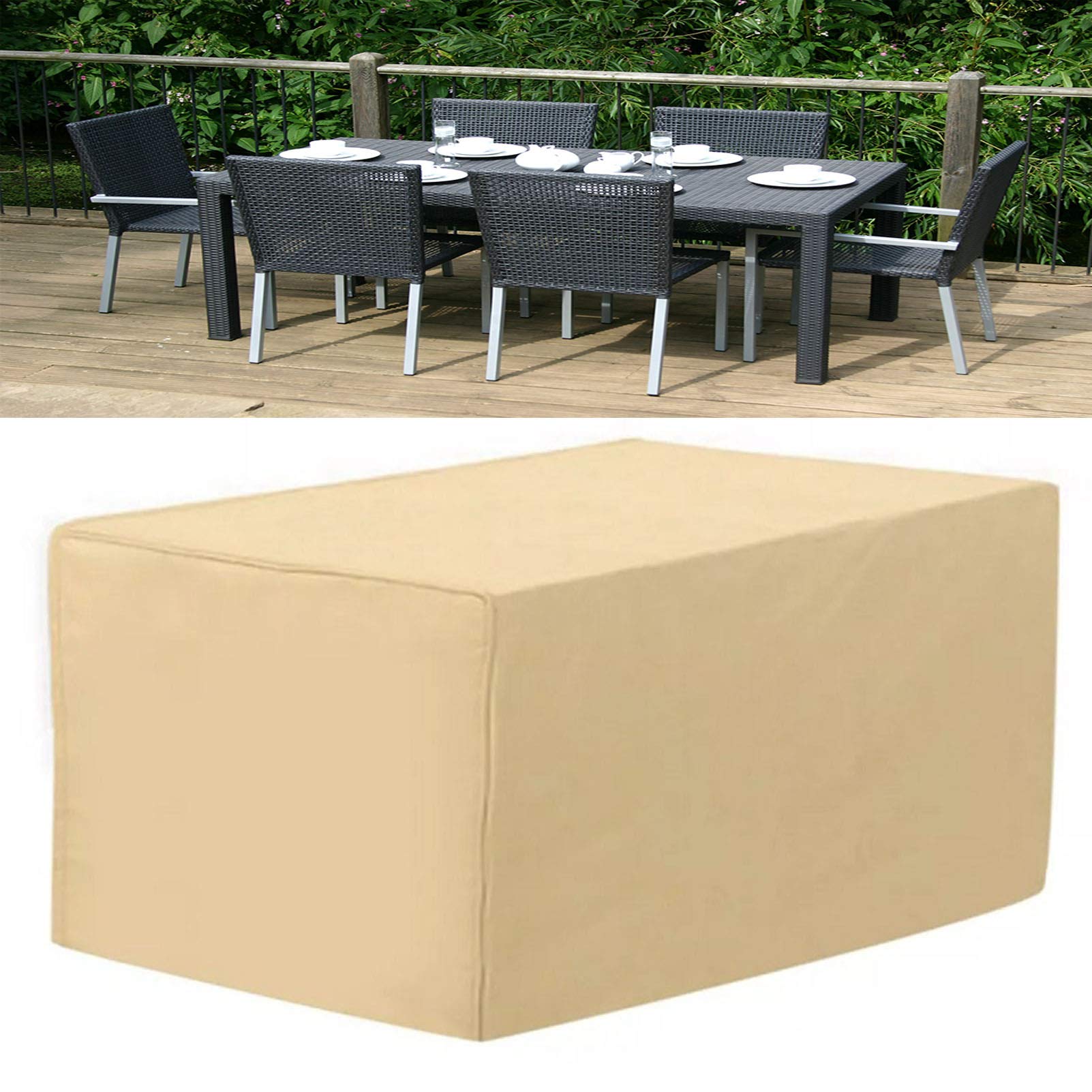 Waterproof 420D Oxford Garden Furniture Covers for Square Table 18x16x10in, Outdoor Sofa & Patio Sets - Breathable All-Weather Protection for Backyard, Deck & Poolside Use