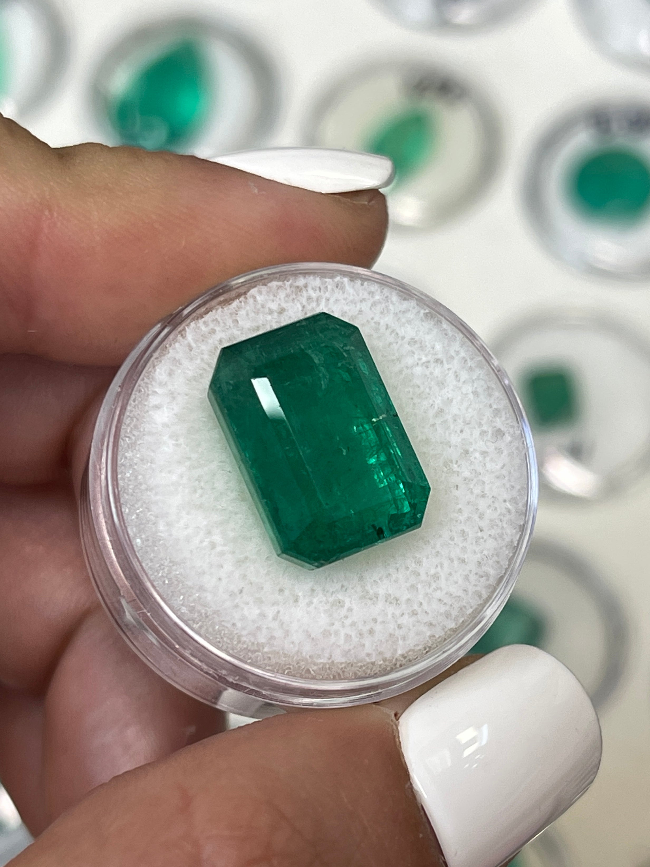 12.89 Carat Natural Zambian Emerald - 15.5x11mm Loose Kelly Green Gemstone for Jewelry Making & Engagement Rings