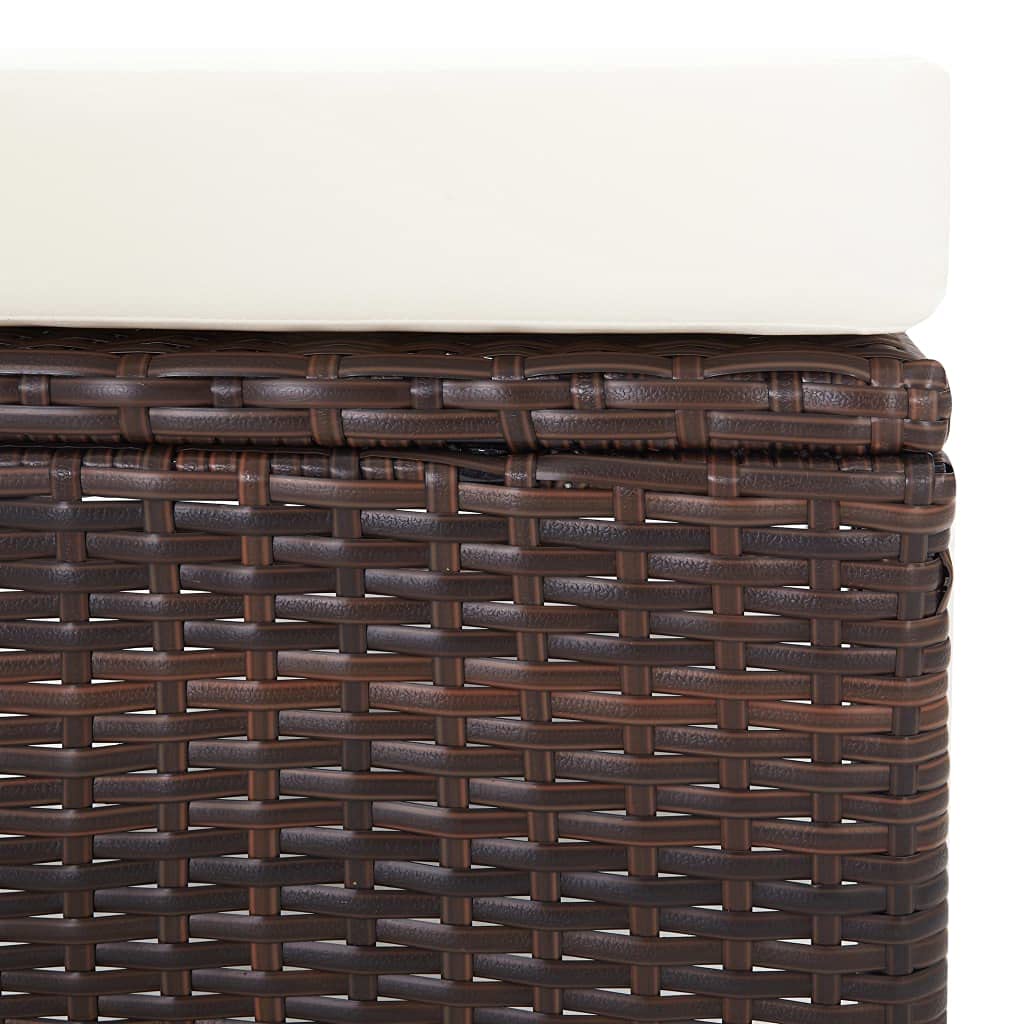 2-Piece Brown Poly Rattan Patio Lounge Set with Cushions - 19.7