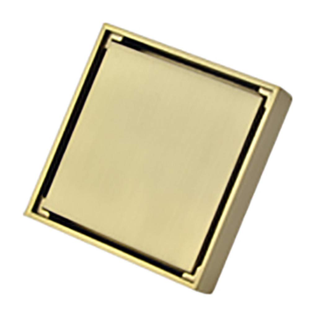XHALERY 3.9 Inch Square Solid Brass Tile Insert Shower Floor Drain with Removable Grid Cover - Brushed Nickel Finish | Perfect for Bathroom Renovations & Modern Tile Installations
