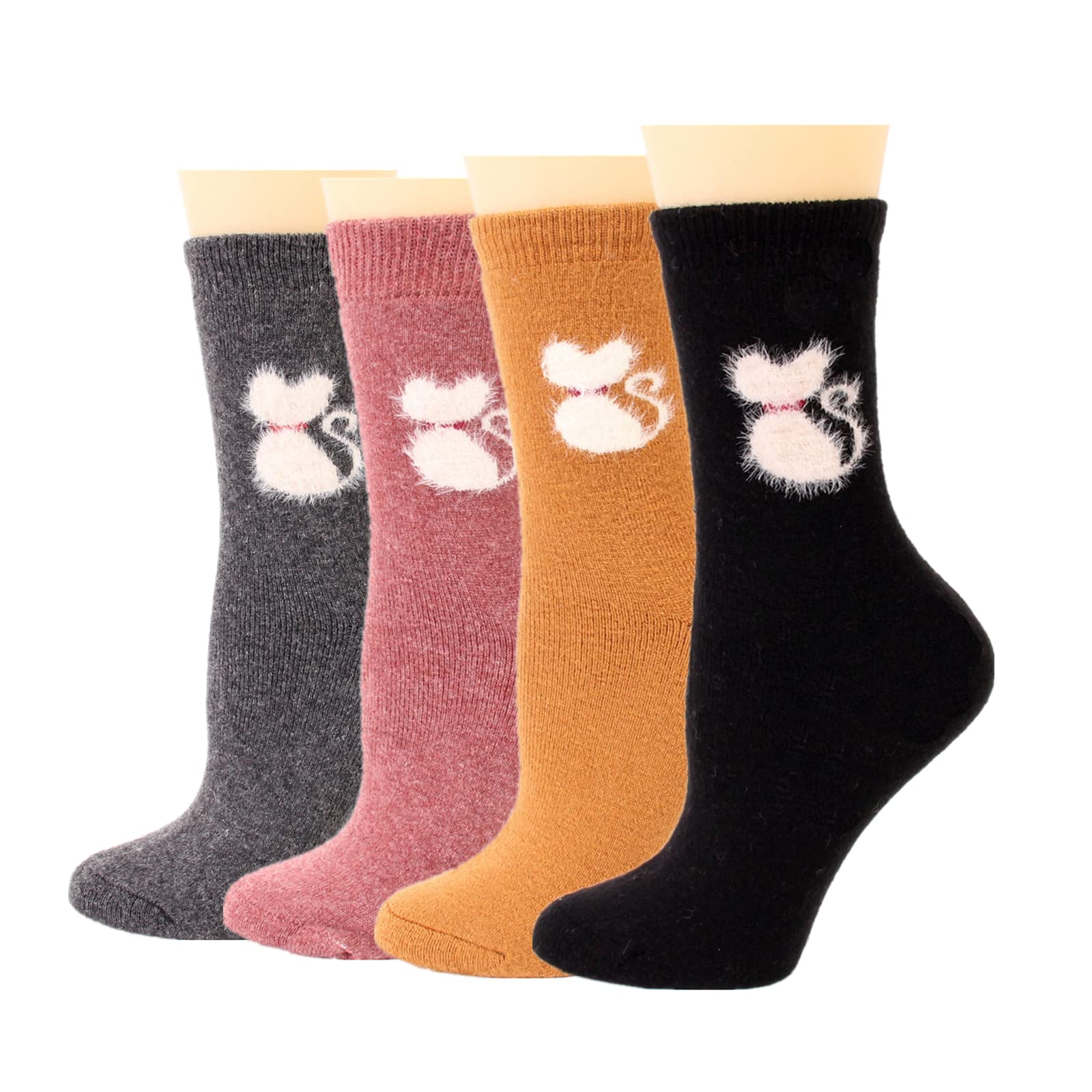 WUWYOUWL Women's Thermal Wool Socks - Warm Winter Knit Socks for Women & Girls, Thick Cozy Casual Socks with Cute Animal Designs - Perfect for Cold Weather, Outdoor Activities & Home Comfort