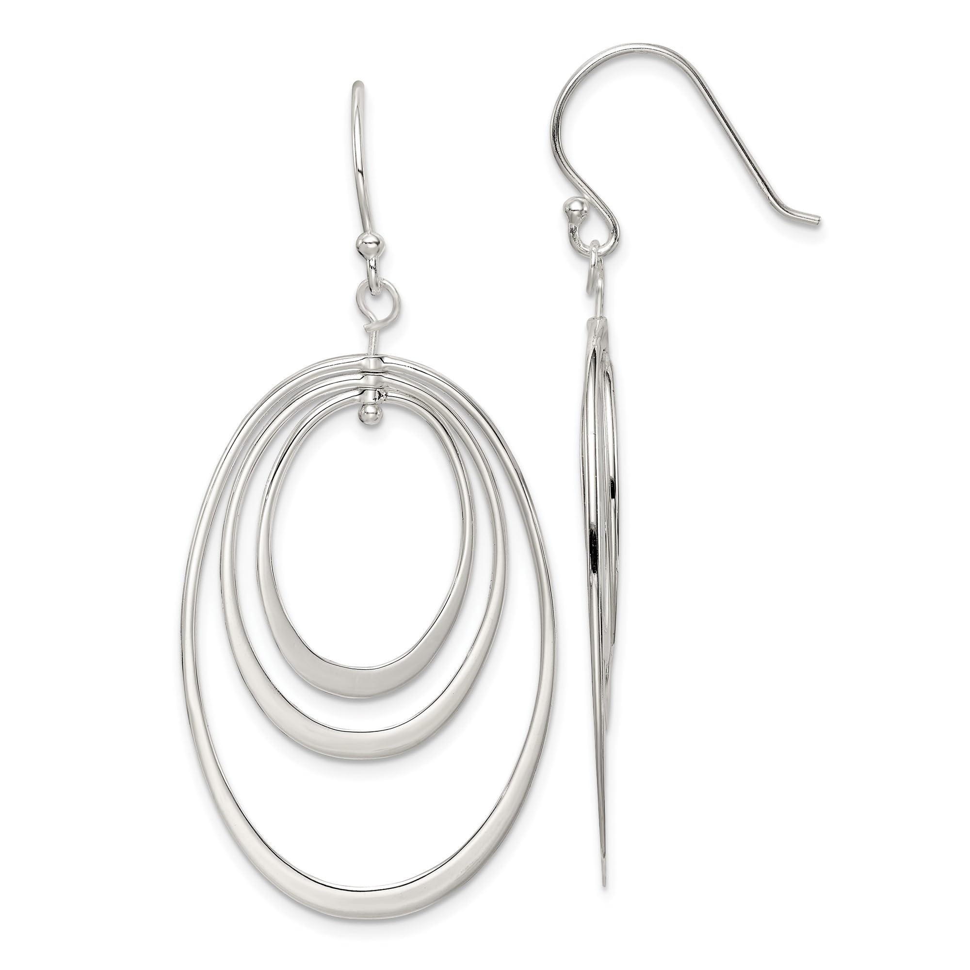 925 Sterling Silver Triple Oval Drop Dangle Earrings for Women - Elegant Hypoallergenic Jewelry Gift for Wedding, Party & Everyday Wear