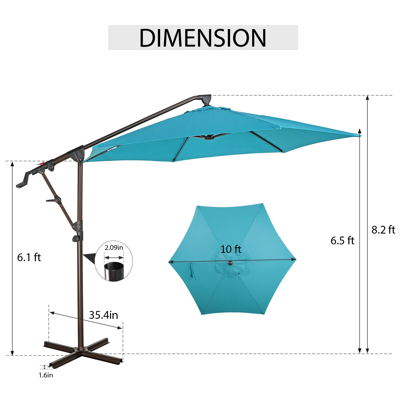 COBANA 10ft Offset Hanging Patio Umbrella - 360° Rotating Outdoor Cantilever Umbrella with Crank & Tilt System - Perfect for Poolside, Backyard, Garden, and Patio Shade
