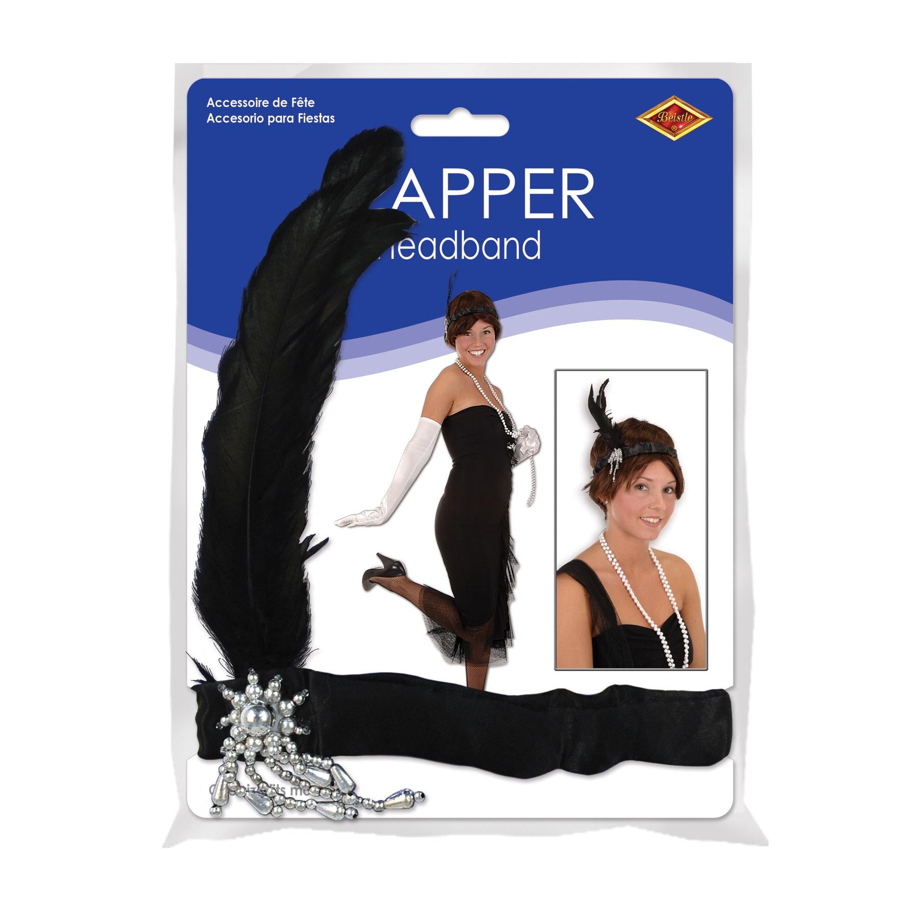 12 Pack Beistle Flapper Headbands - Black Roaring 20s Gatsby Party Headpieces for Women - Perfect for Halloween, Costume Parties & Themed Events
