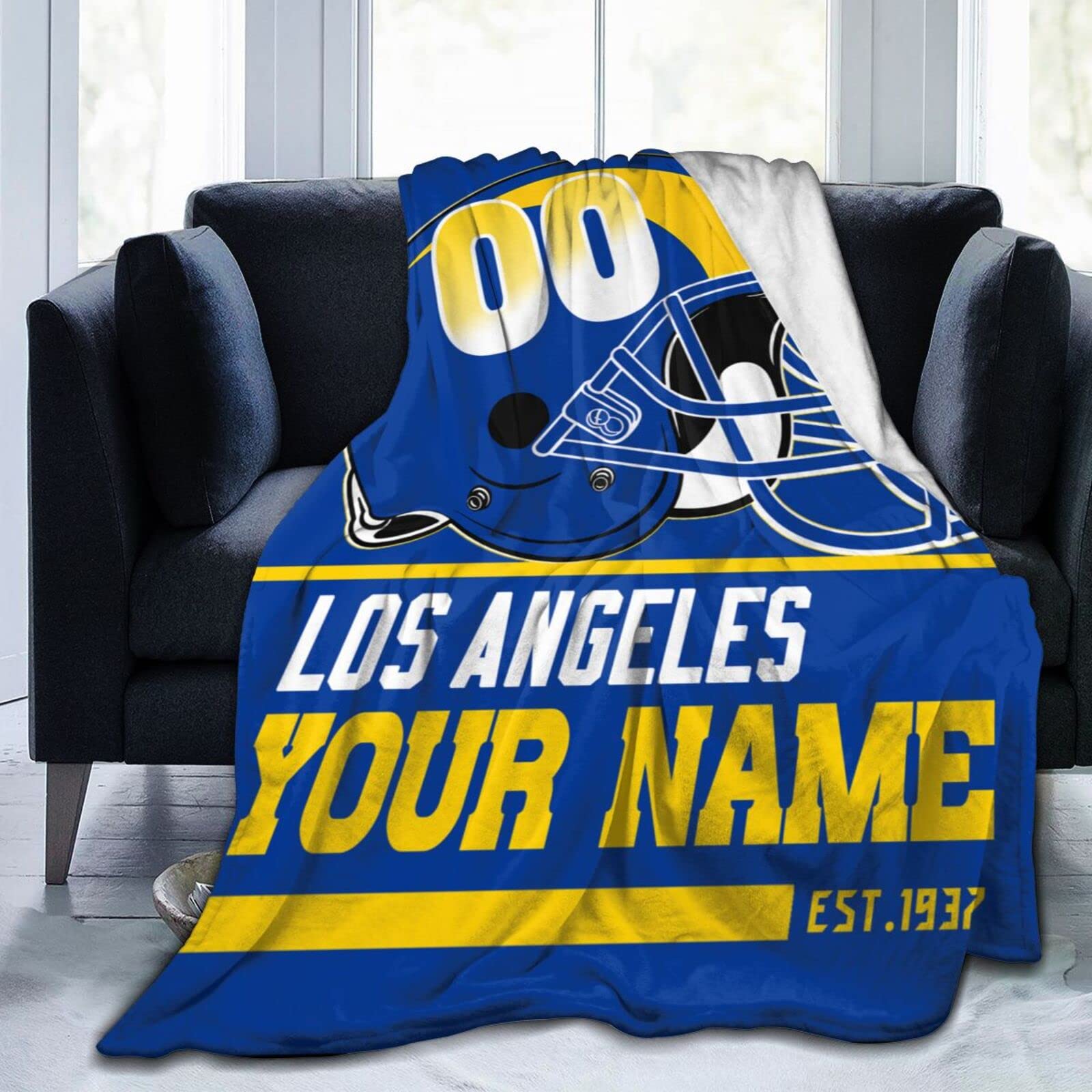 Custom Football Throw Blanket - Personalized NFL Team Blanket with Name & Number - Soft Decorative Couch & Bed Blanket - Perfect Gift for Football Fans & Memorial Gifts - Choose Any Name & Number - Great for Game Day, Home Decor, and Cozy Nights