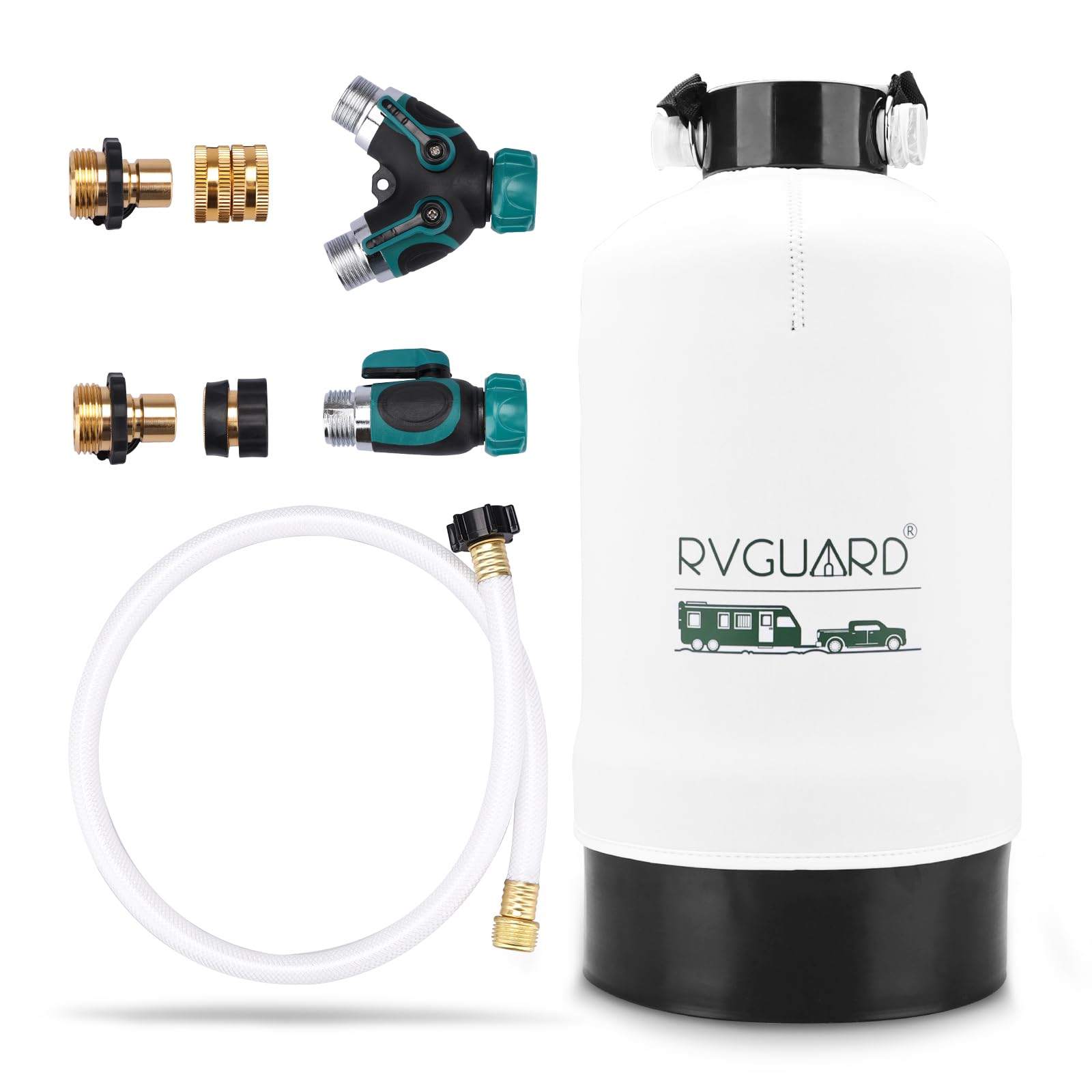 **RVGUARD 16,000 Grains Portable Water Softener for RV – Hard Water Treatment System Reduces Minerals & Improves Water Quality – Protects Plumbing & Appliances from Scale Damage – Ideal for Camping, Boating & Off-Grid Living**